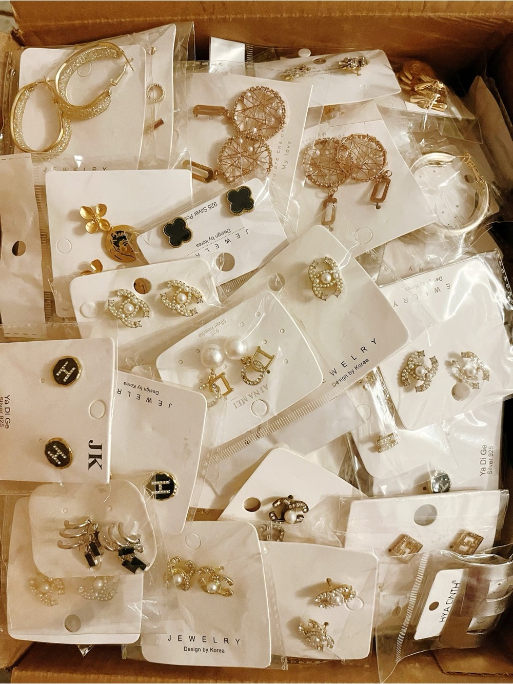1000 PCS Mixed Style Earrings Lot Pearl Rhinestone Women Jewelry Wholesale Bulk